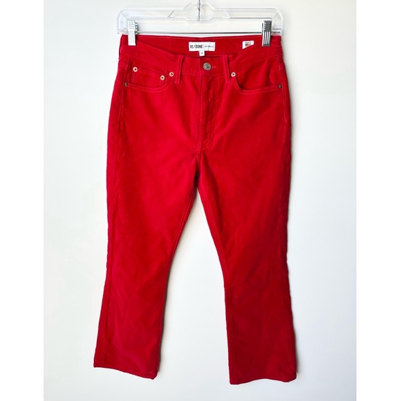 Re/Done Originals Revolve Red Velvet Crop Kick Flare Pants - Picture 3 of 8